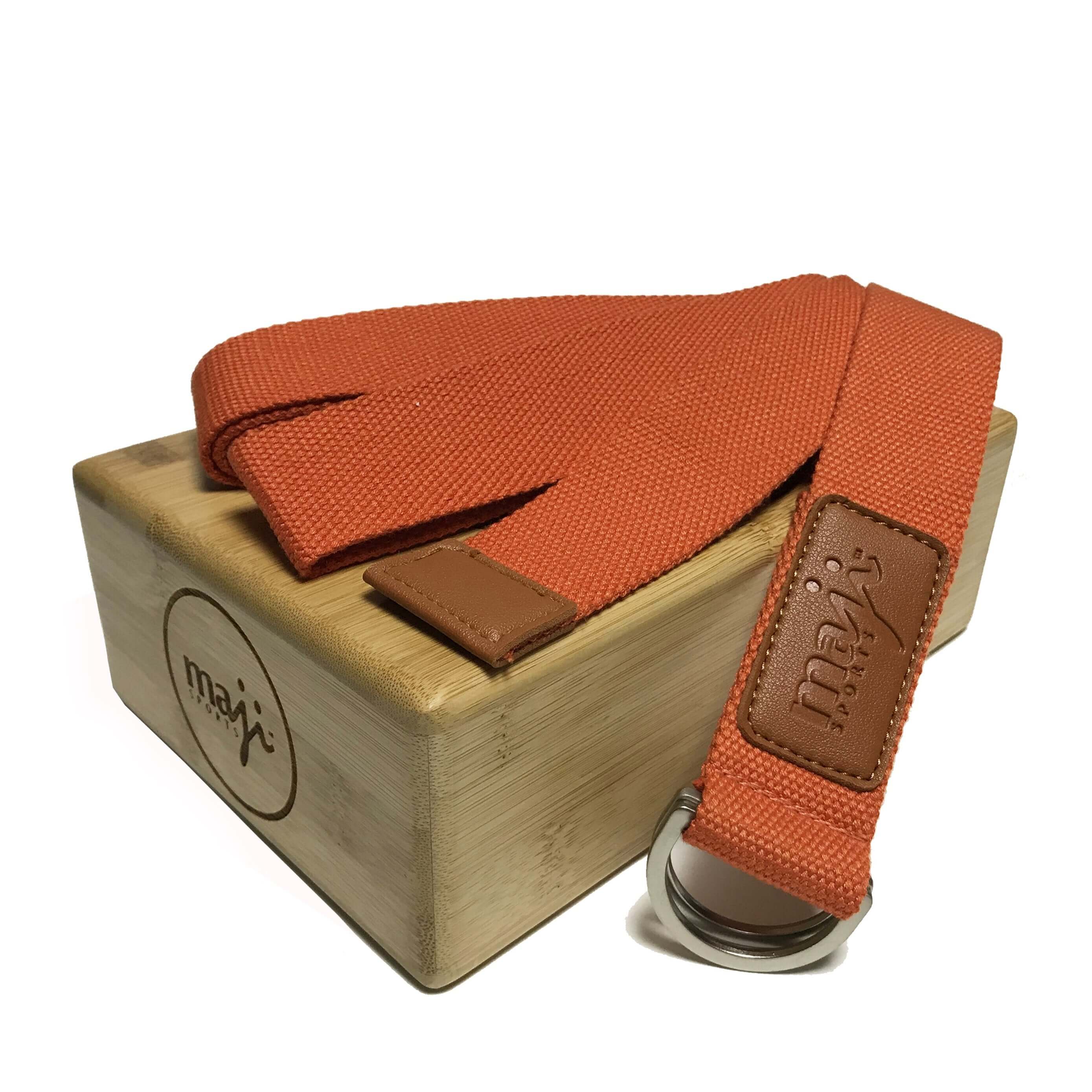 Bamboo Yoga Block and Strap Combo, featuring a lightweight bamboo block and a durable yoga strap, perfect for enhancing yoga practice.