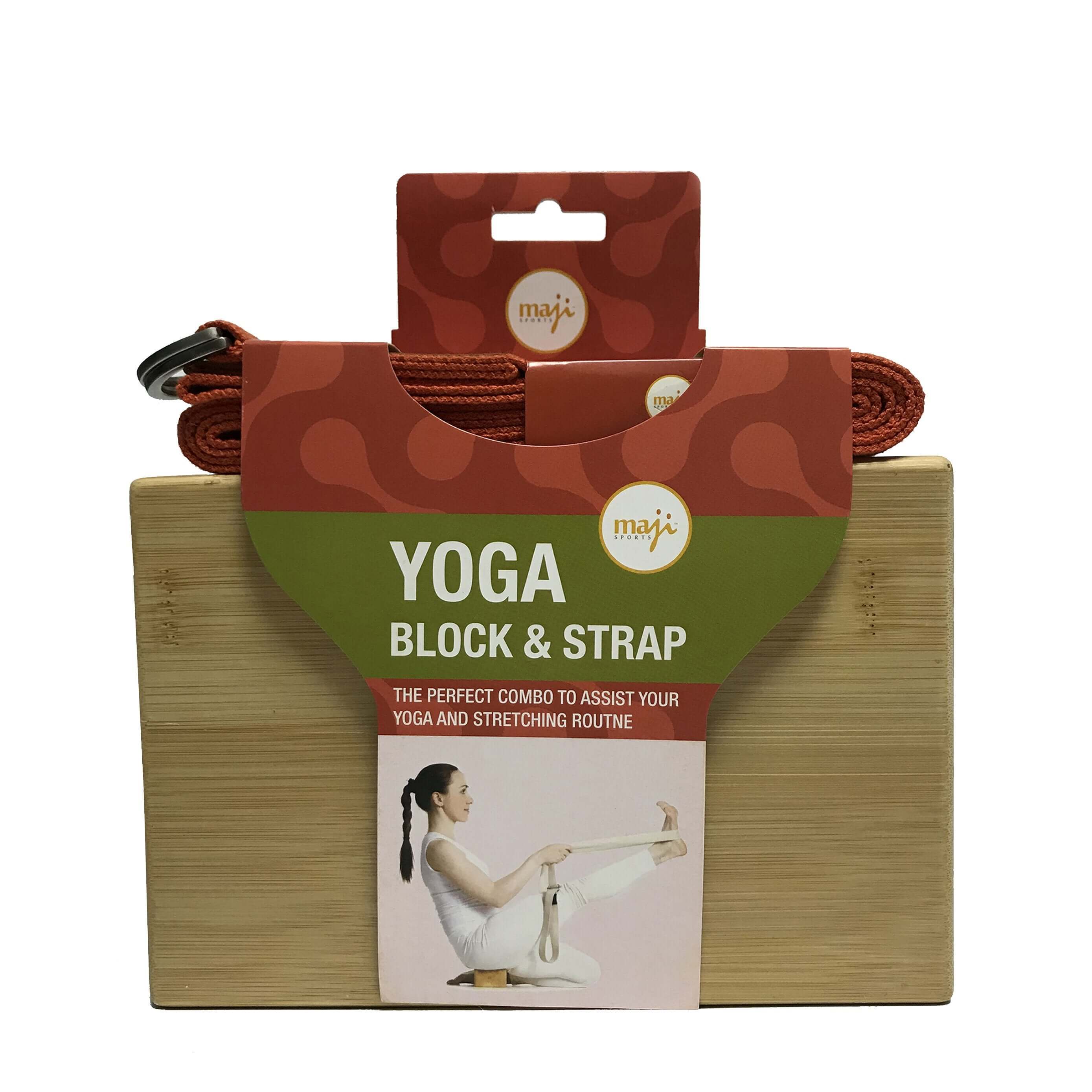 Bamboo Yoga Block and Strap Combo, featuring a lightweight bamboo block and a durable yoga strap, perfect for enhancing yoga practice.