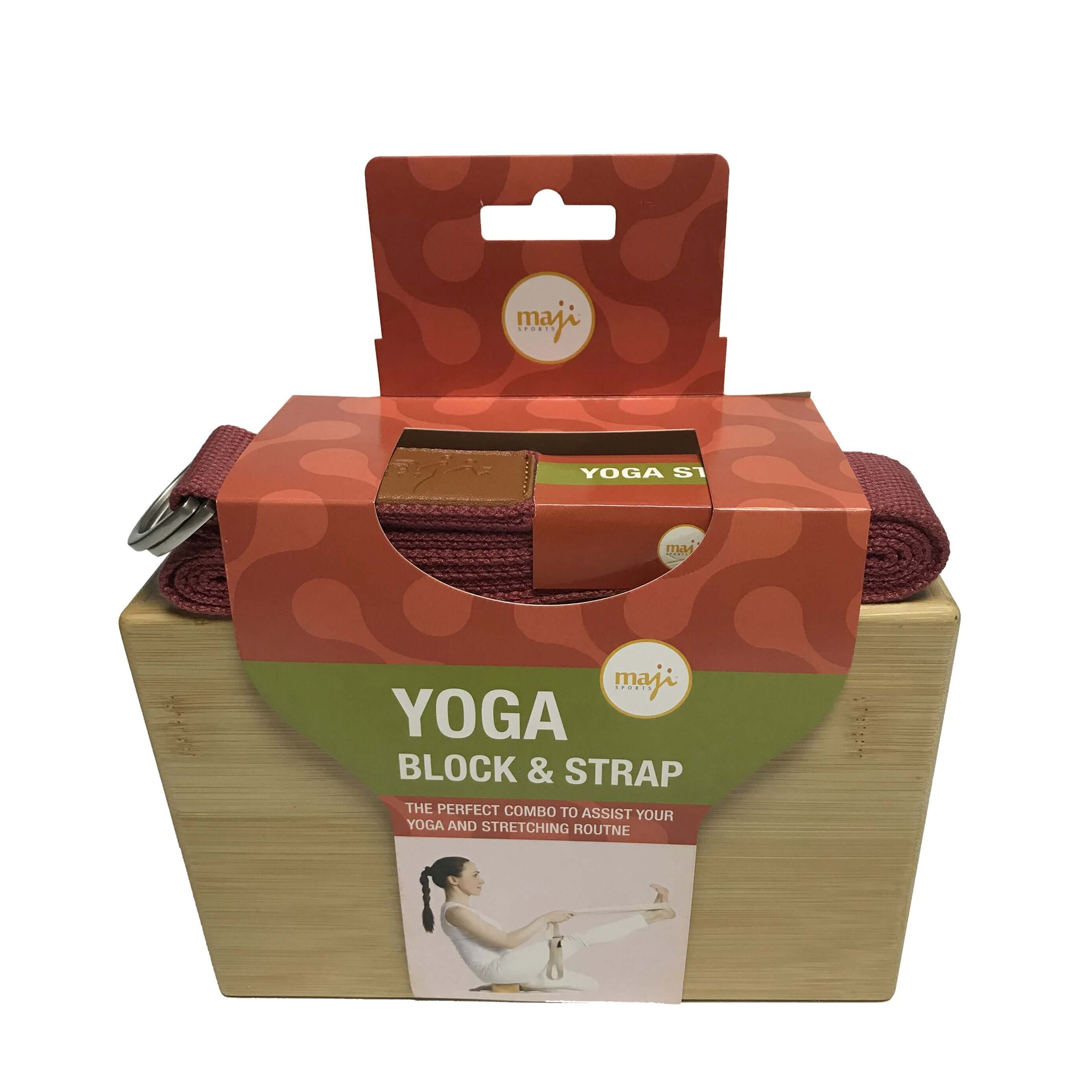 Bamboo Yoga Block and Strap Combo, featuring a lightweight bamboo block and a durable yoga strap, perfect for enhancing yoga practice.