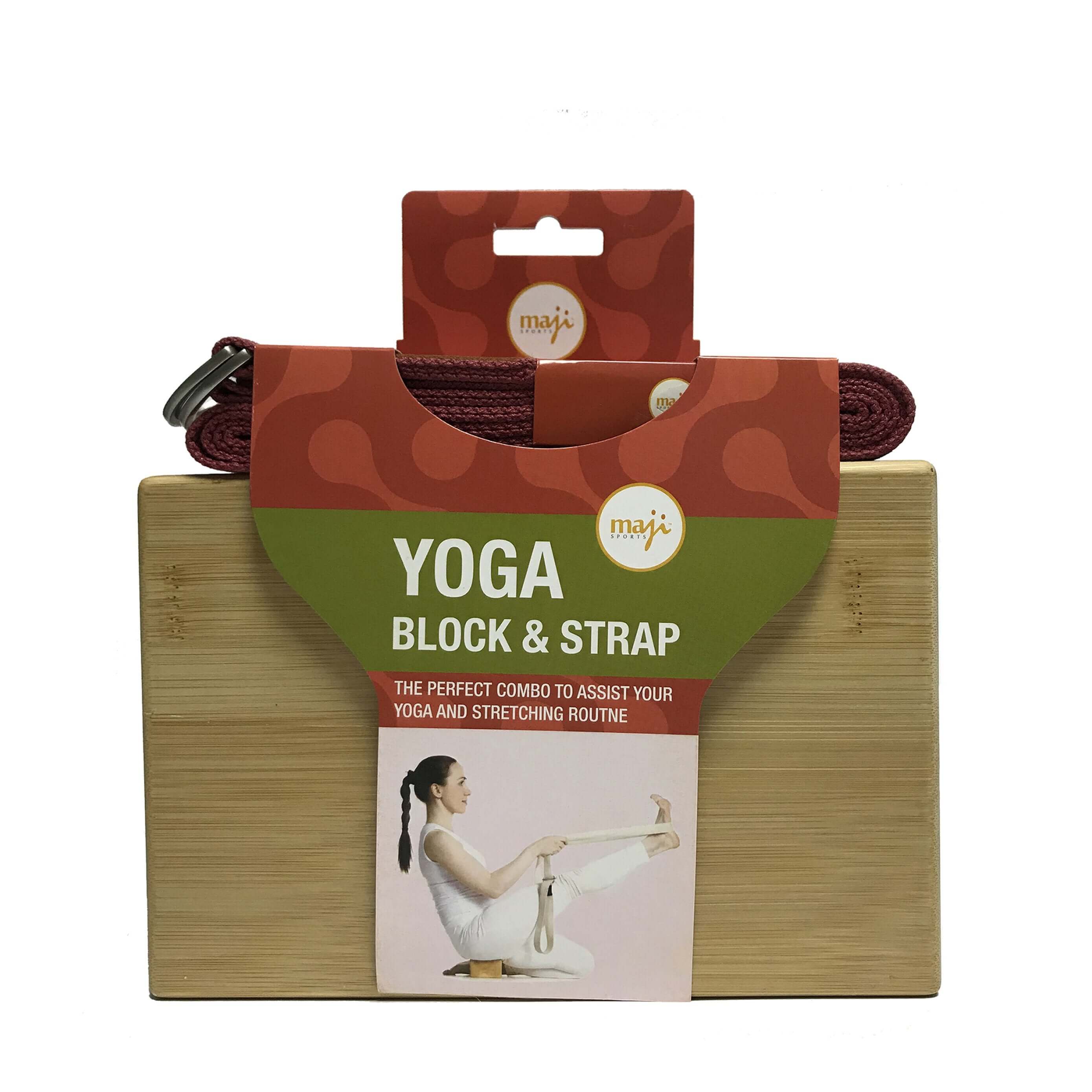 Bamboo Yoga Block and Strap Combo, featuring a lightweight bamboo block and a durable yoga strap, perfect for enhancing yoga practice.