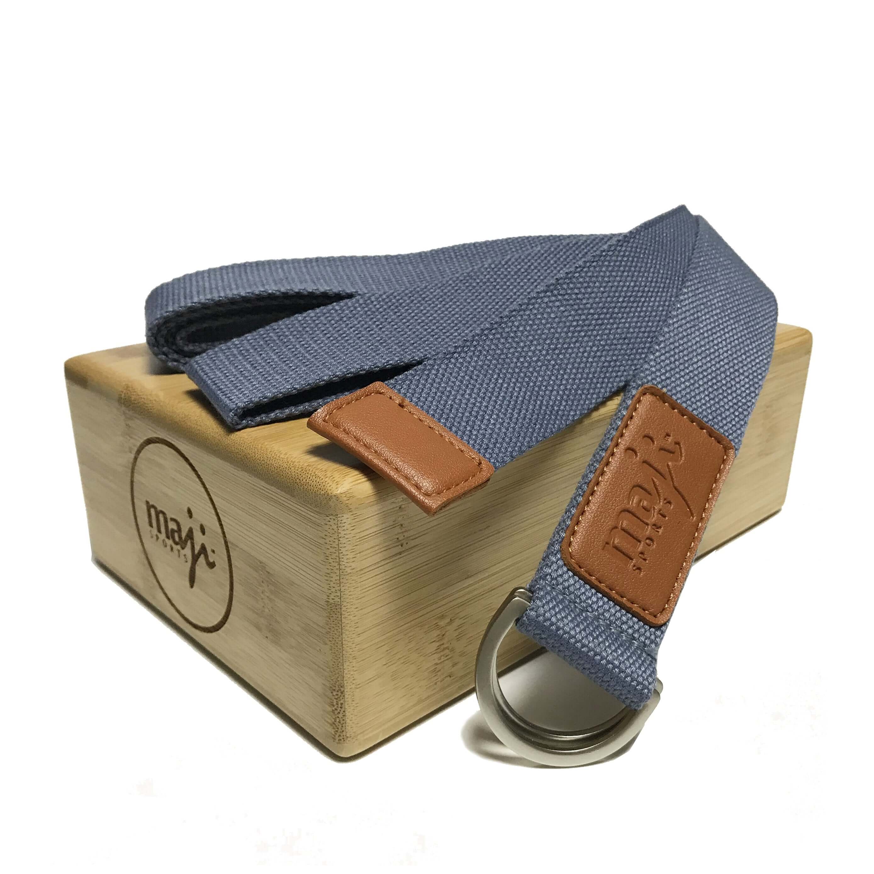 Bamboo Yoga Block and Strap Combo, featuring a lightweight bamboo block and a durable yoga strap, perfect for enhancing yoga practice.