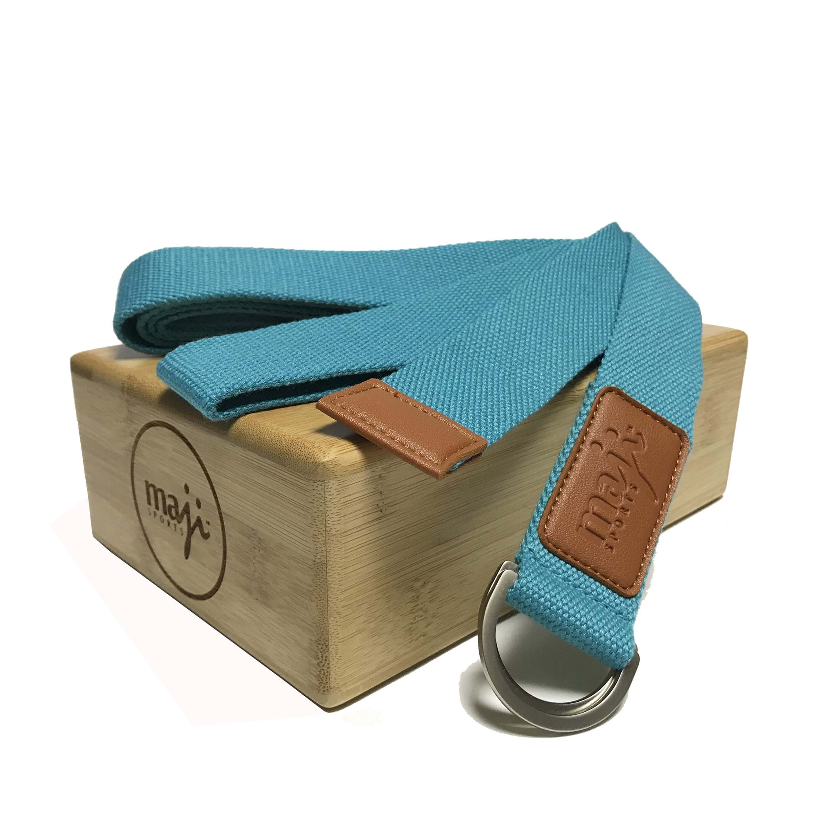 Bamboo Yoga Block and Strap Combo, featuring a lightweight bamboo block and a durable yoga strap, perfect for enhancing yoga practice.