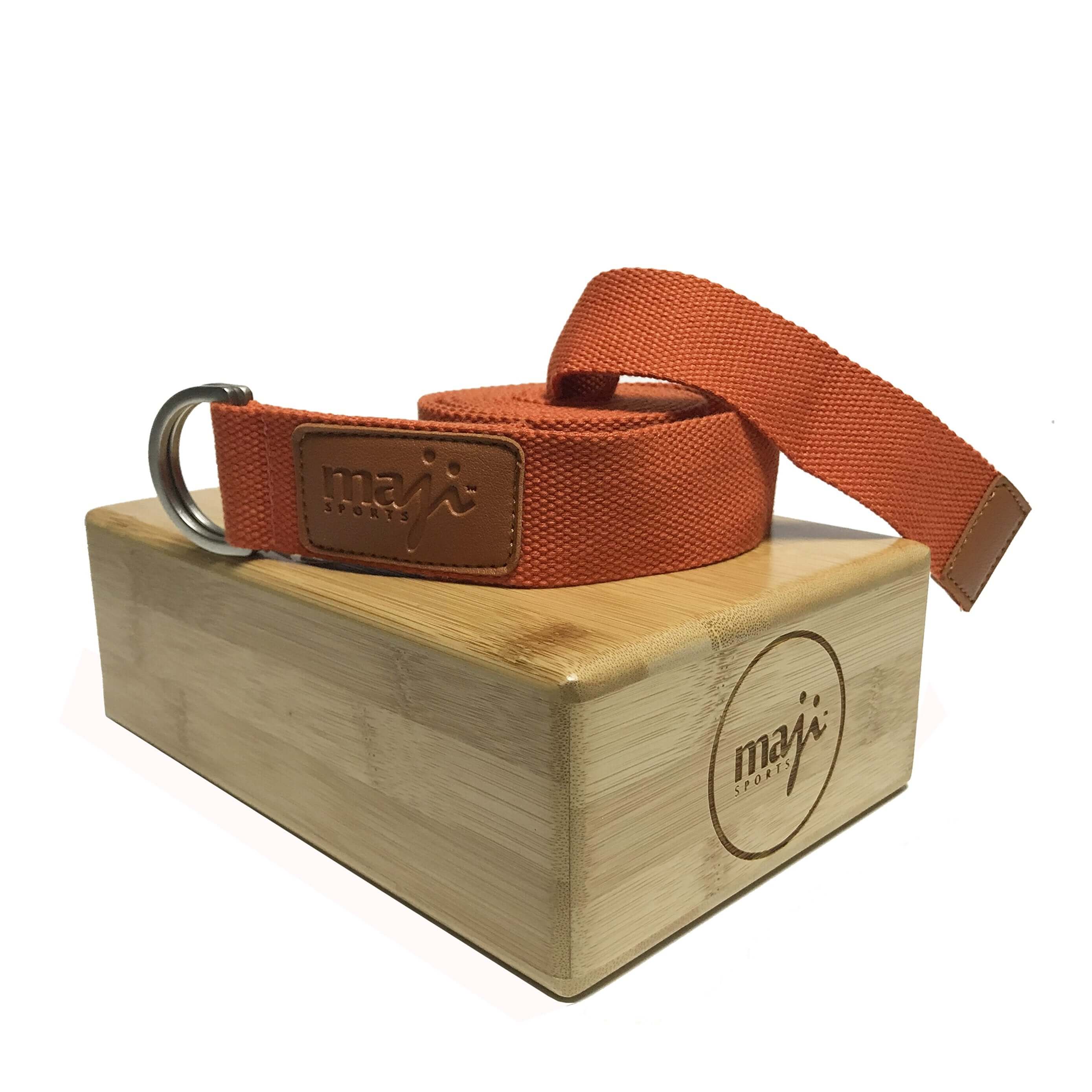 Bamboo Yoga Block and Strap Combo, featuring a lightweight bamboo block and a durable yoga strap, perfect for enhancing yoga practice.