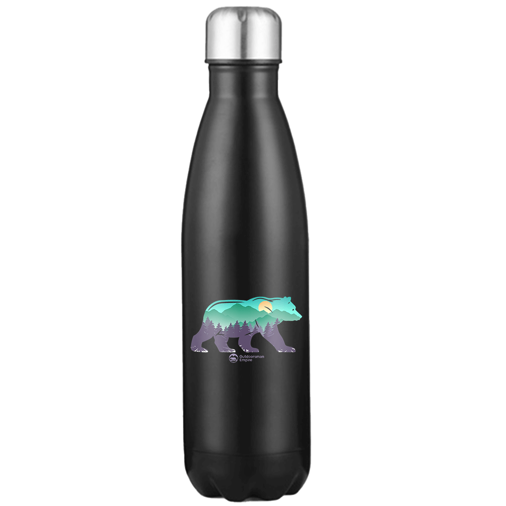 Bear Stainless Steel Water Bottle with double-walled insulation and leakproof cap, featuring stylish UV printed design.