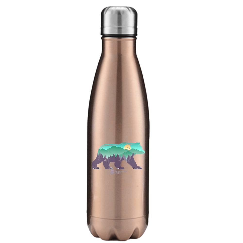 Bear Stainless Steel Water Bottle with double-walled insulation and leakproof cap, featuring stylish UV printed design.