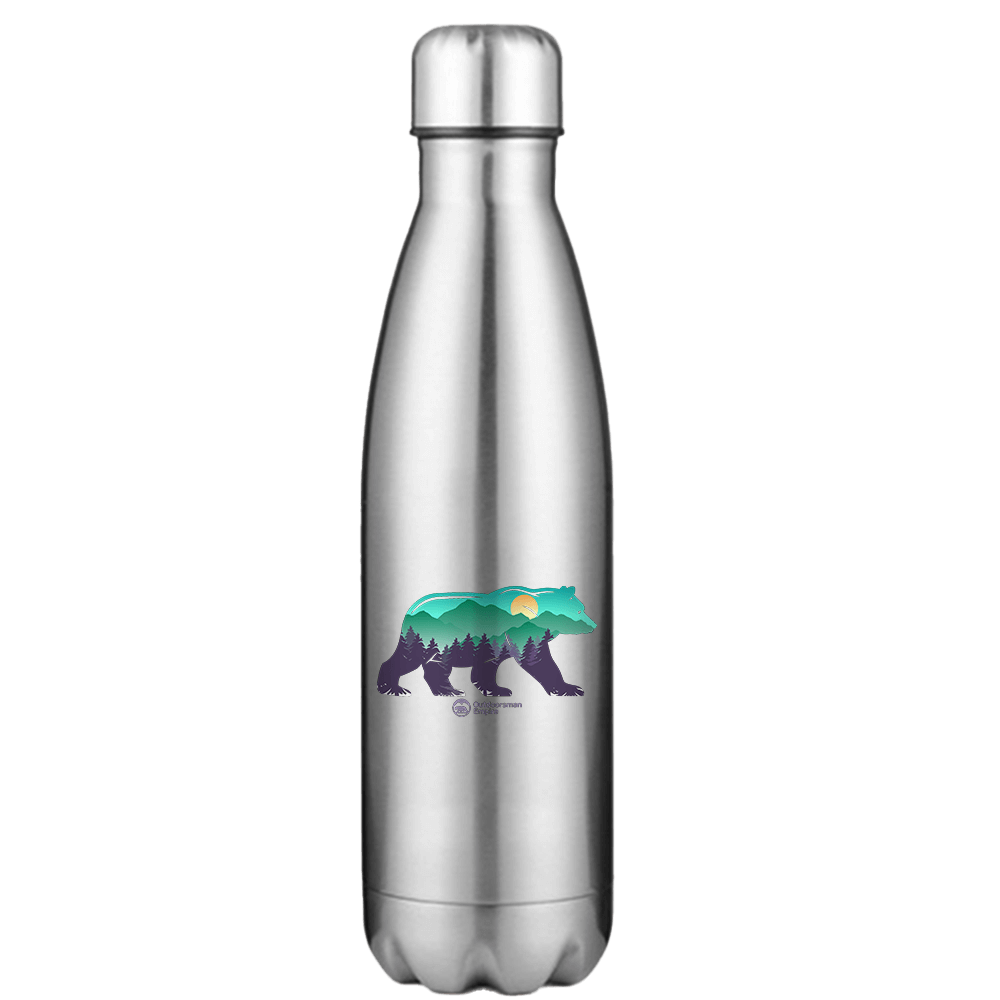 Bear Stainless Steel Water Bottle with double-walled insulation and leakproof cap, featuring stylish UV printed design.