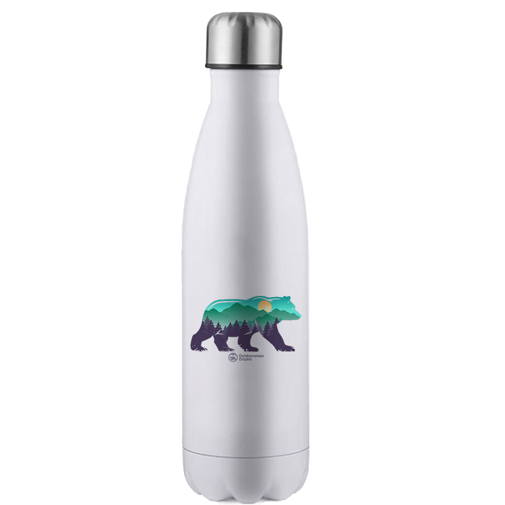 Bear Stainless Steel Water Bottle with double-walled insulation and leakproof cap, featuring stylish UV printed design.