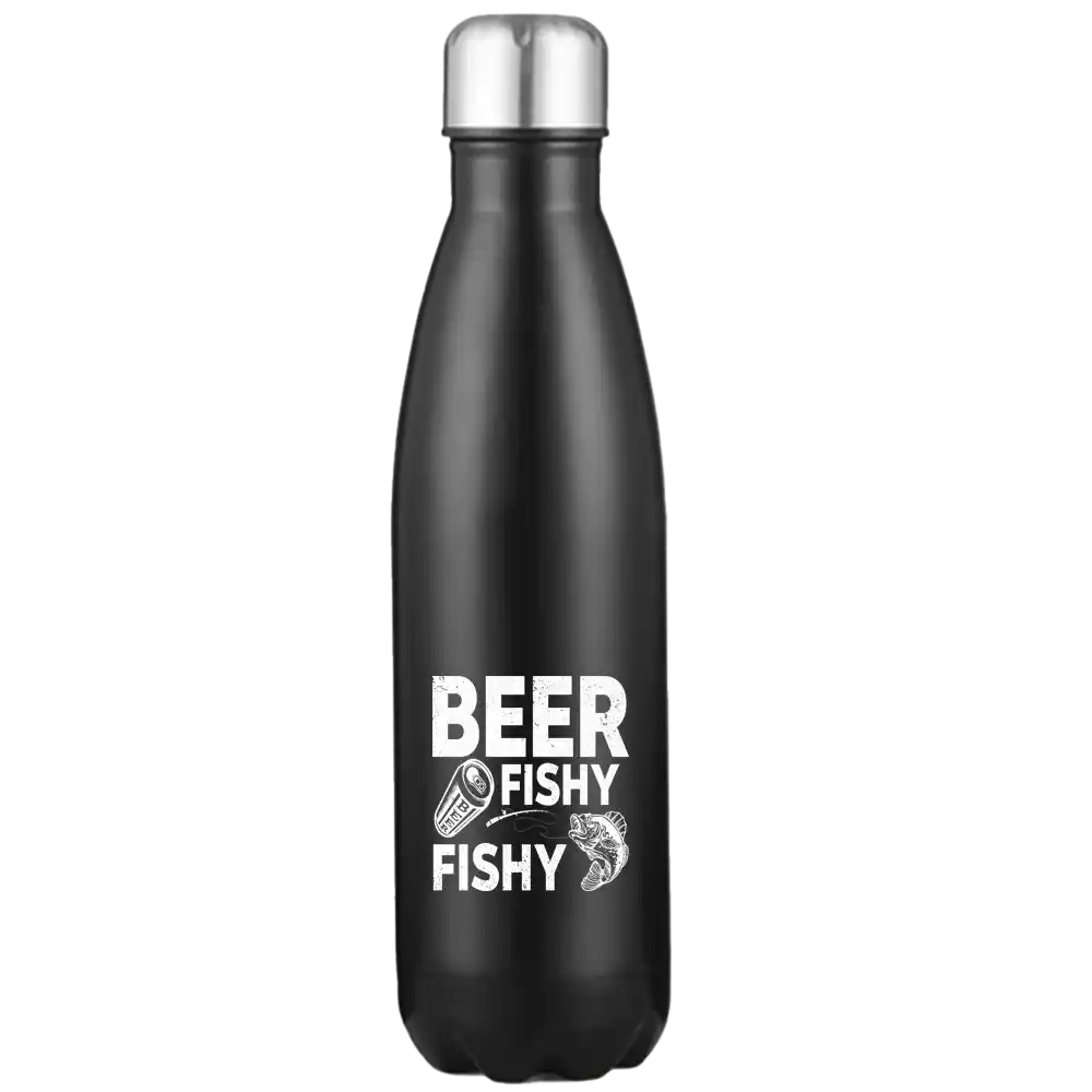 Beer Fishy Fishy 17oz Stainless Water Bottle with UV printed design, showcasing its sleek and durable stainless steel construction.