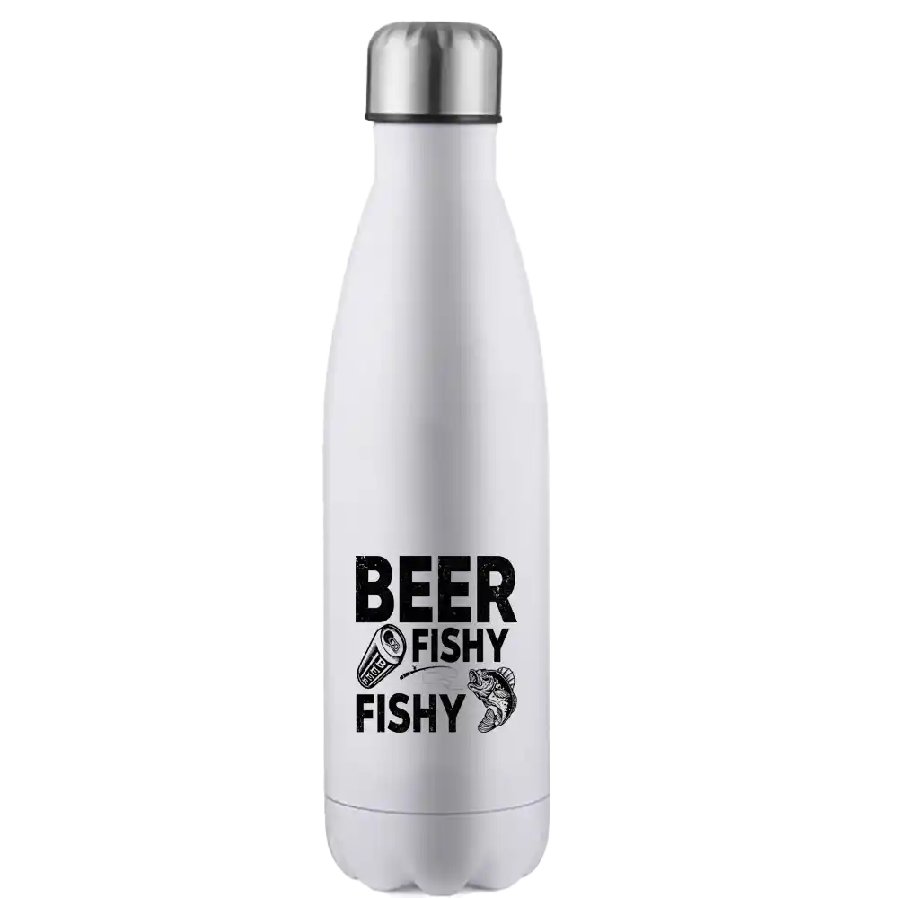 Beer Fishy Fishy 17oz Stainless Water Bottle with UV printed design, showcasing its sleek and durable stainless steel construction.