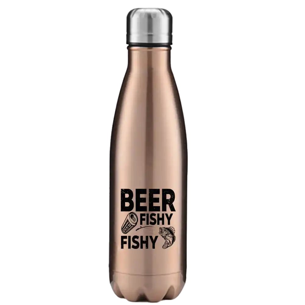 Beer Fishy Fishy 17oz Stainless Water Bottle with UV printed design, showcasing its sleek and durable stainless steel construction.