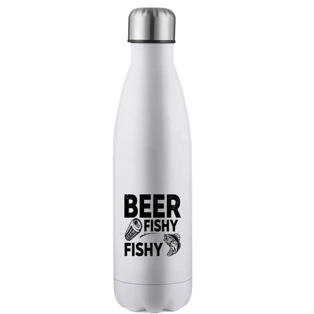 Beer Fishy Fishy 17oz Stainless Water Bottle with UV printed design, showcasing its sleek and durable stainless steel construction.