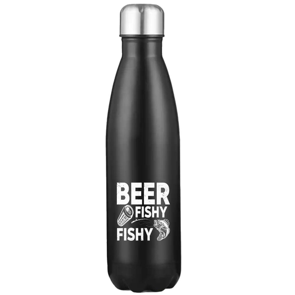 Beer Fishy Fishy 17oz Stainless Water Bottle with UV printed design, showcasing its sleek and durable stainless steel construction.