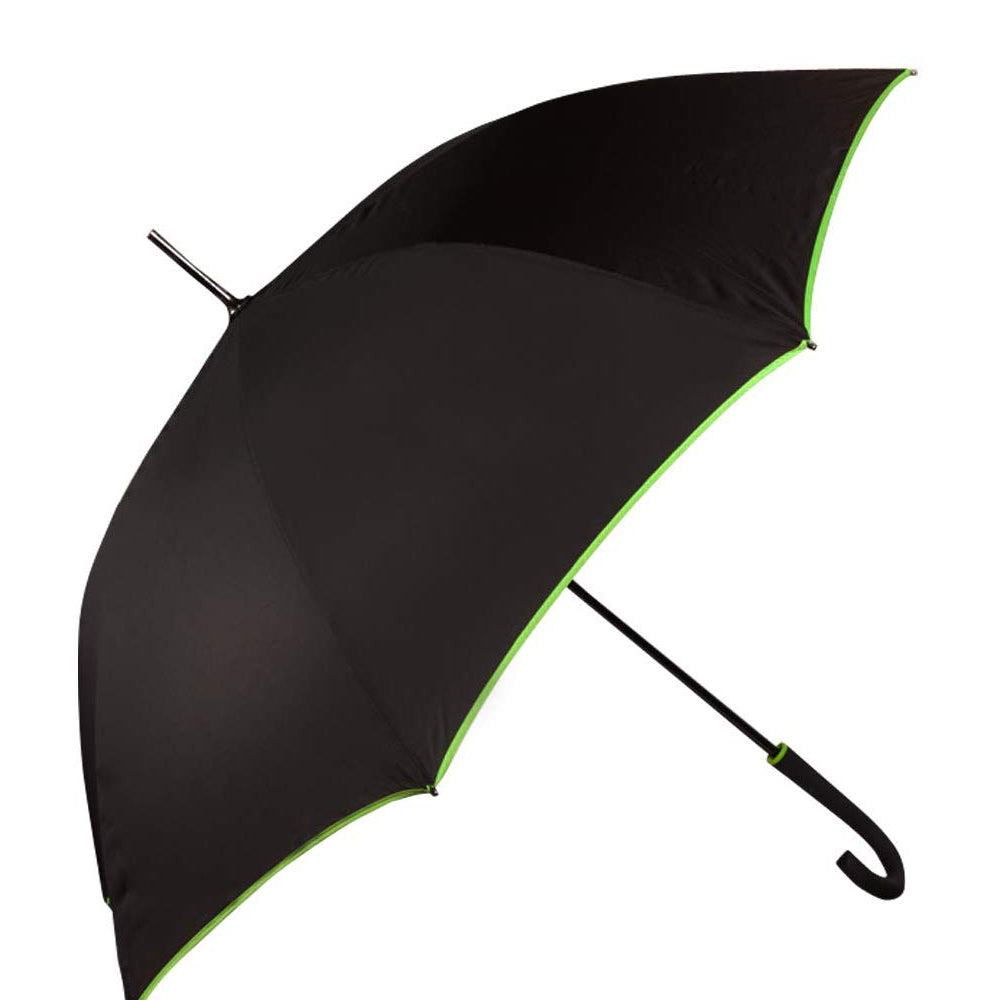 Biggbrella Schwarz/Grün Regenschirm mit ergonomischem Griff und 23 Zoll Durchmesser, ideal für Regen und Sonnenschutz.