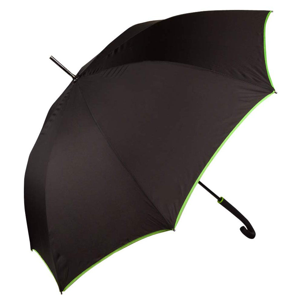 Biggbrella Schwarz/Grün Regenschirm mit ergonomischem Griff und 23 Zoll Durchmesser, ideal für Regen und Sonnenschutz.