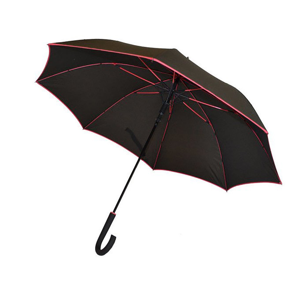 Biggbrella Schwarz/Rosa Regenschirm mit 105 cm Durchmesser, ideal für Regen und Sonnenschutz, ausgestattet mit ergonomischem Griff und automatischem Mechanismus.