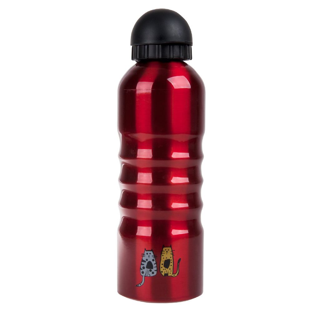 Biggdesign Cats Trinkflasche in rot mit Katzenmotiv, aus Edelstahl, 700 ml, auslaufsicher und umweltfreundlich.