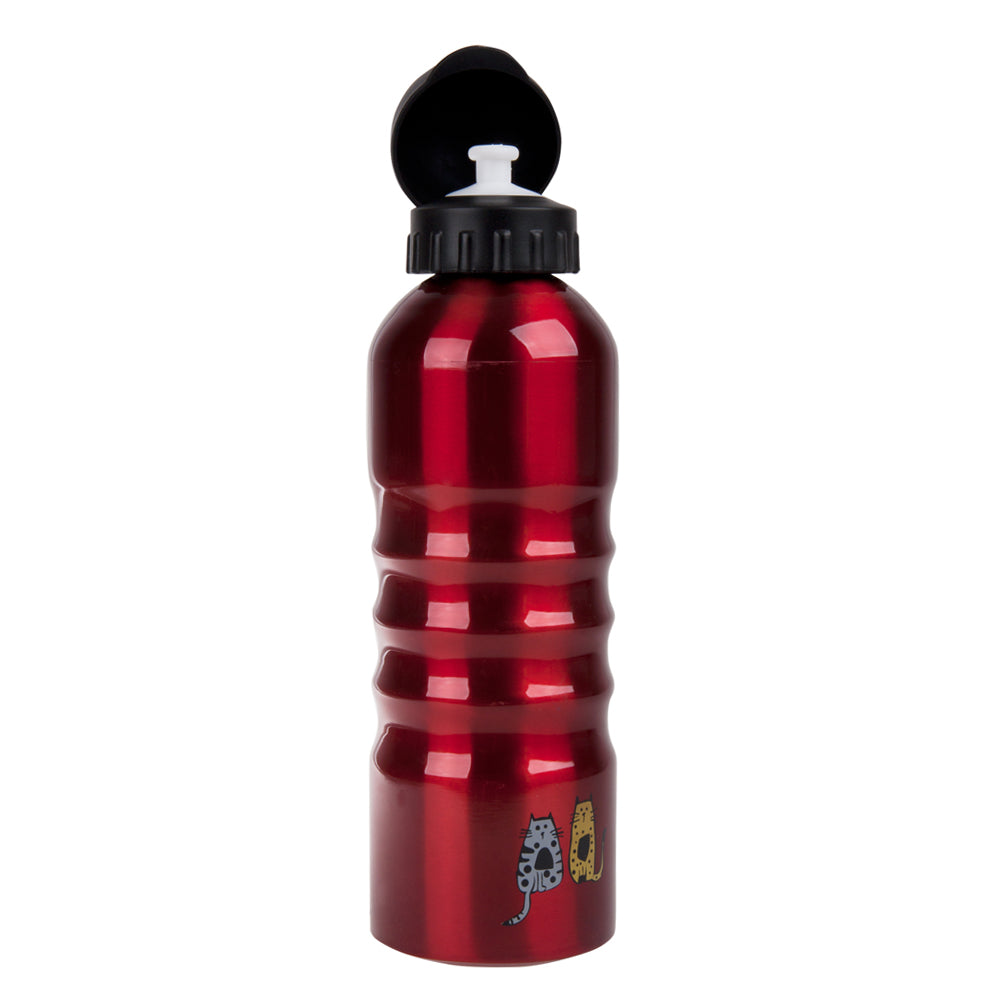 Biggdesign Cats Trinkflasche in rot mit Katzenmotiv, aus Edelstahl, 700 ml, auslaufsicher und umweltfreundlich.