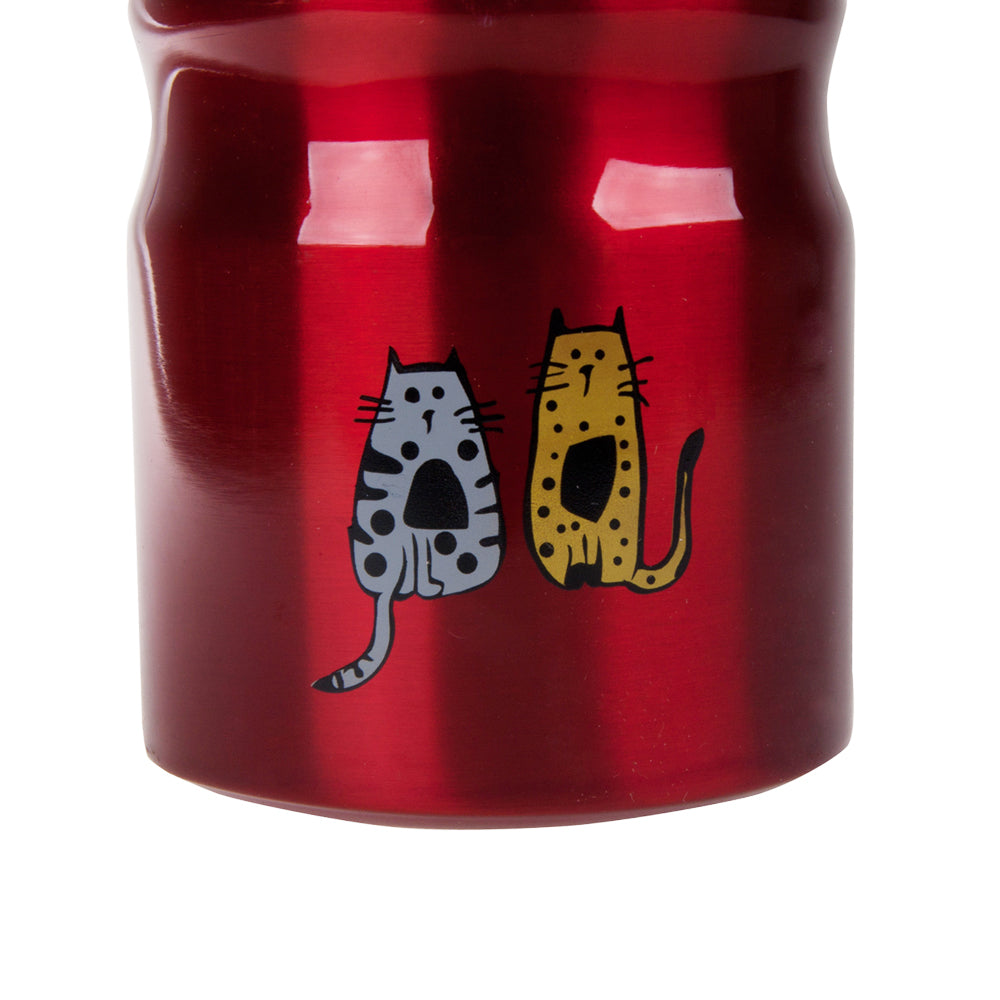 Biggdesign Cats Trinkflasche in rot mit Katzenmotiv, aus Edelstahl, 700 ml, auslaufsicher und umweltfreundlich.