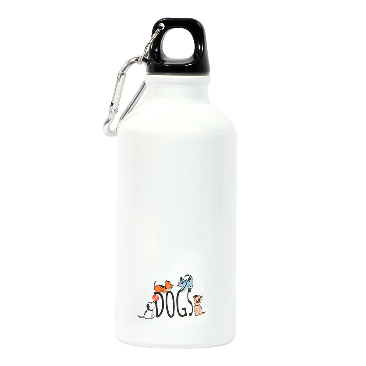 Biggdesign Dogs Aluminium Wasserflasche mit buntem Design und großem Trinkverschluss, ideal für Outdoor-Aktivitäten.