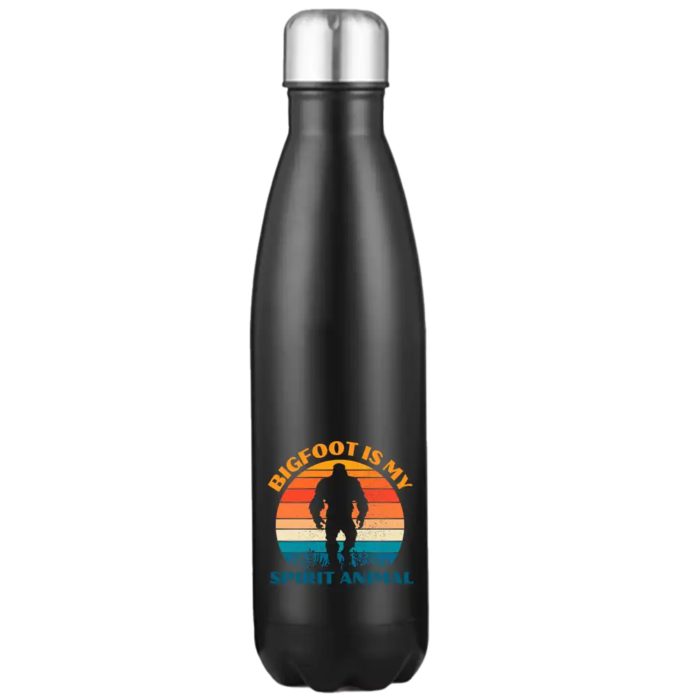 Bigfoot Is My Spirit Animal 17oz stainless steel water bottle with a unique design, perfect for outdoor activities and everyday use.