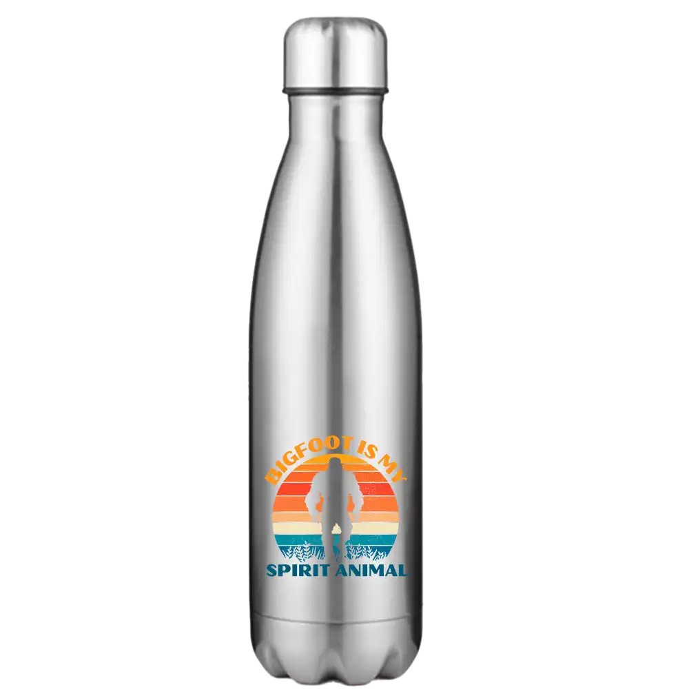 Bigfoot Is My Spirit Animal 17oz stainless steel water bottle with a unique design, perfect for outdoor activities and everyday use.