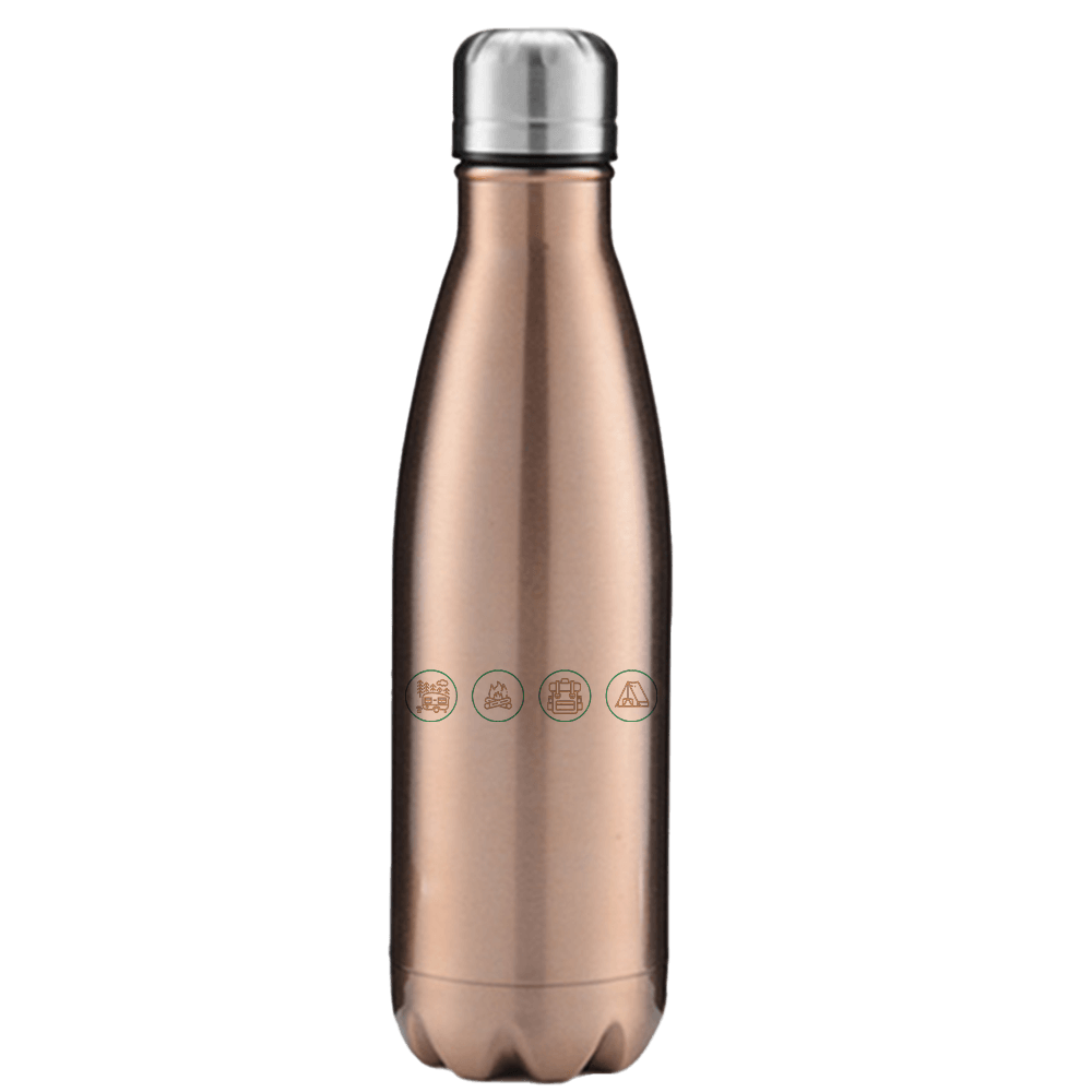 Camp Life 17oz Stainless Steel Water Bottle with UV printed designs, showcasing its durable and stylish features.