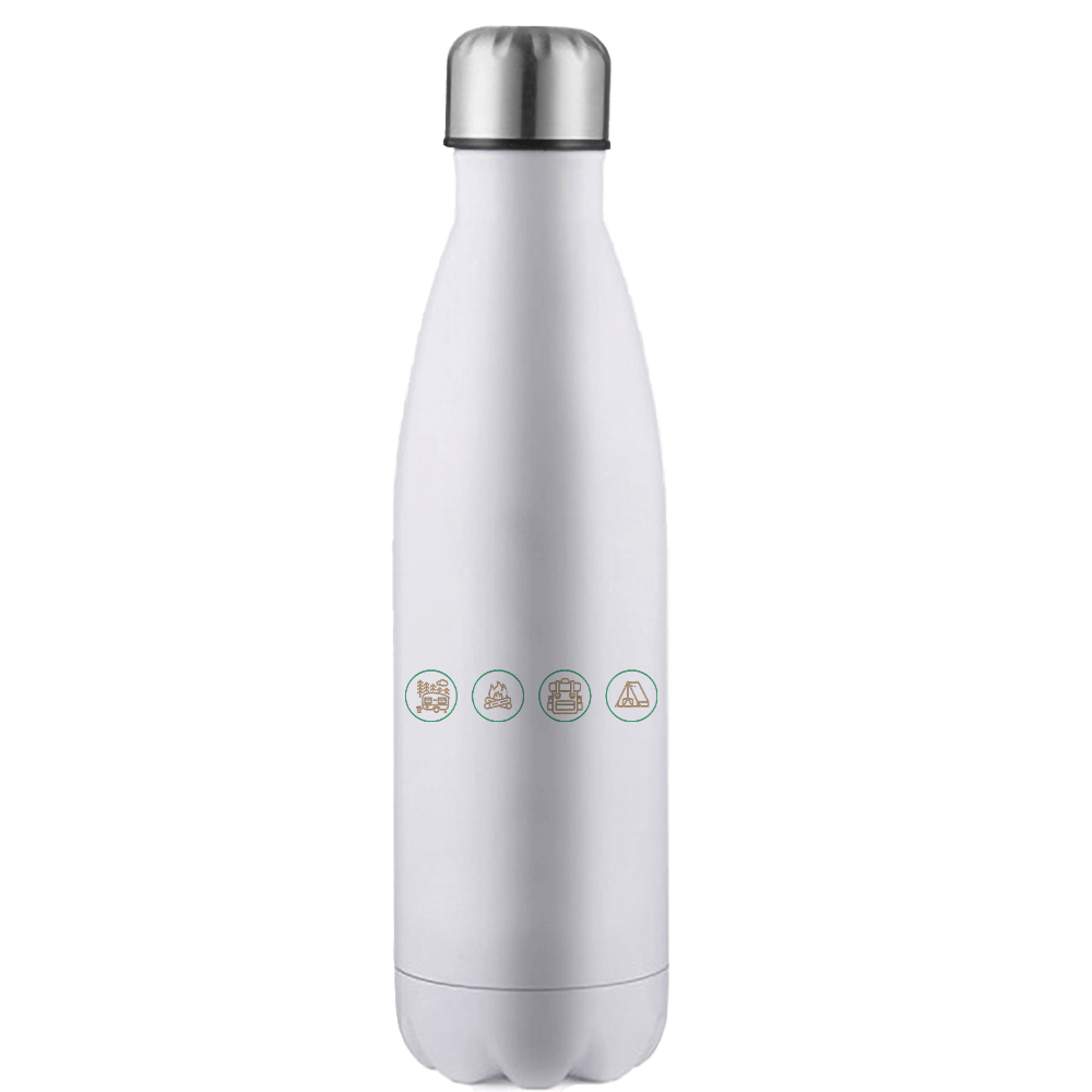 Camp Life 17oz Stainless Steel Water Bottle with UV printed designs, showcasing its durable and stylish features.