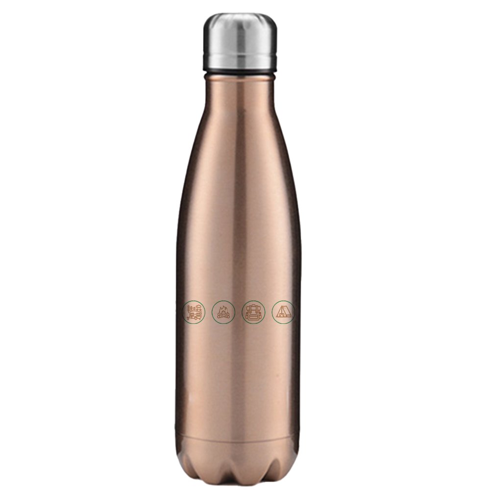 Camp Life 17oz Stainless Steel Water Bottle with UV printed designs, showcasing its durable and stylish features.