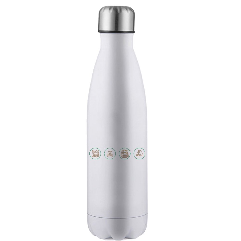 Camp Life 17oz Stainless Steel Water Bottle with UV printed designs, showcasing its durable and stylish features.