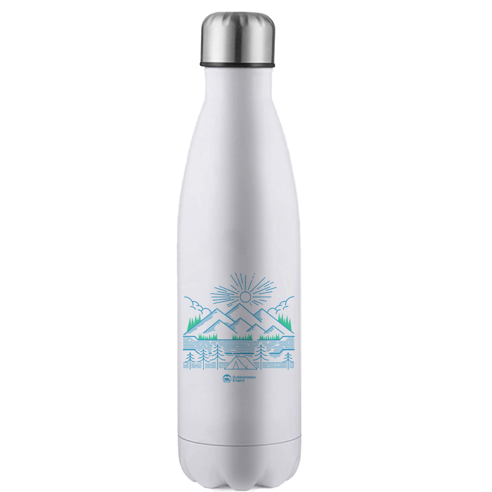 Camping Lines 17oz stainless steel water bottle with a sleek design and UV printed graphics, perfect for outdoor activities.