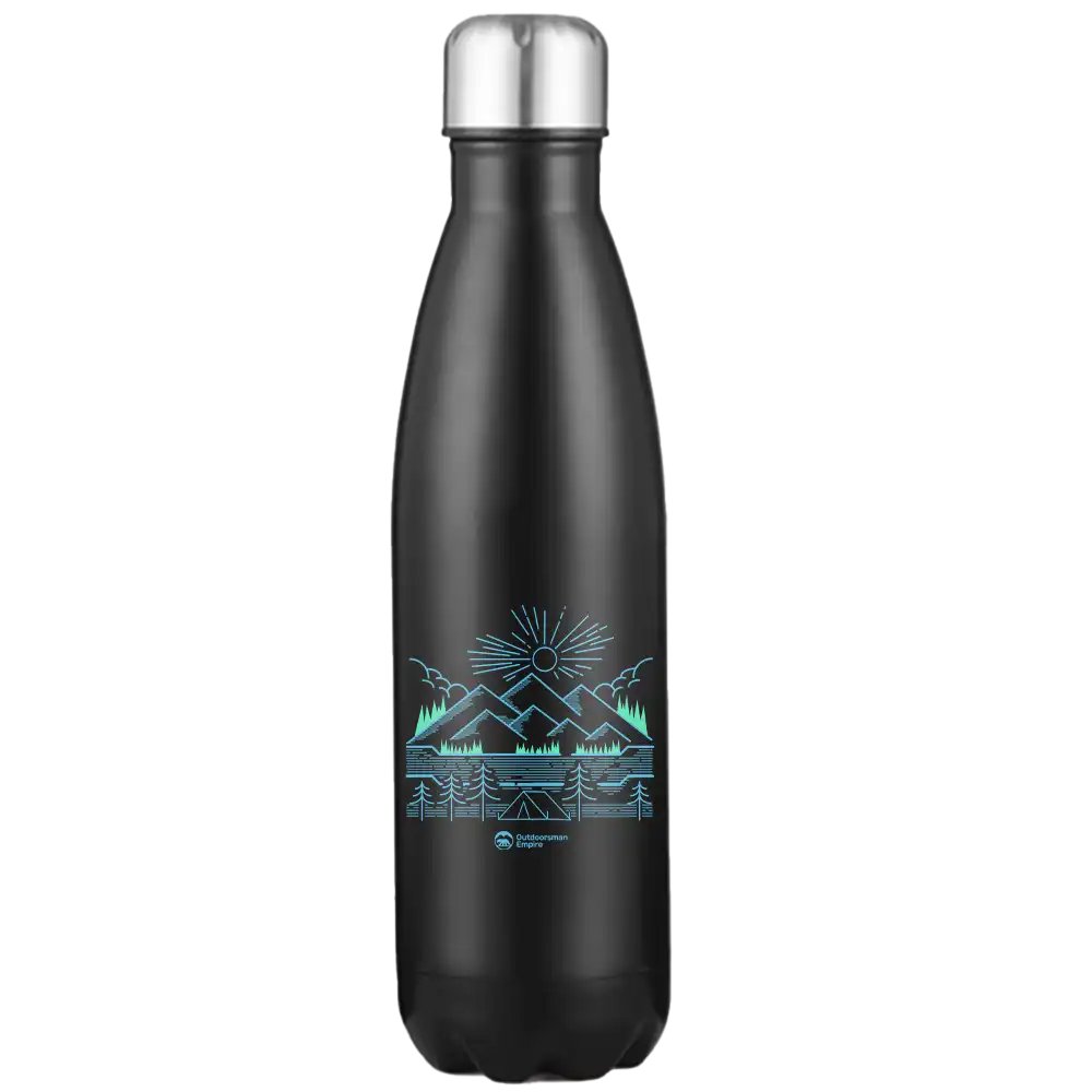 Camping Lines 17oz stainless steel water bottle with a sleek design and UV printed graphics, perfect for outdoor activities.