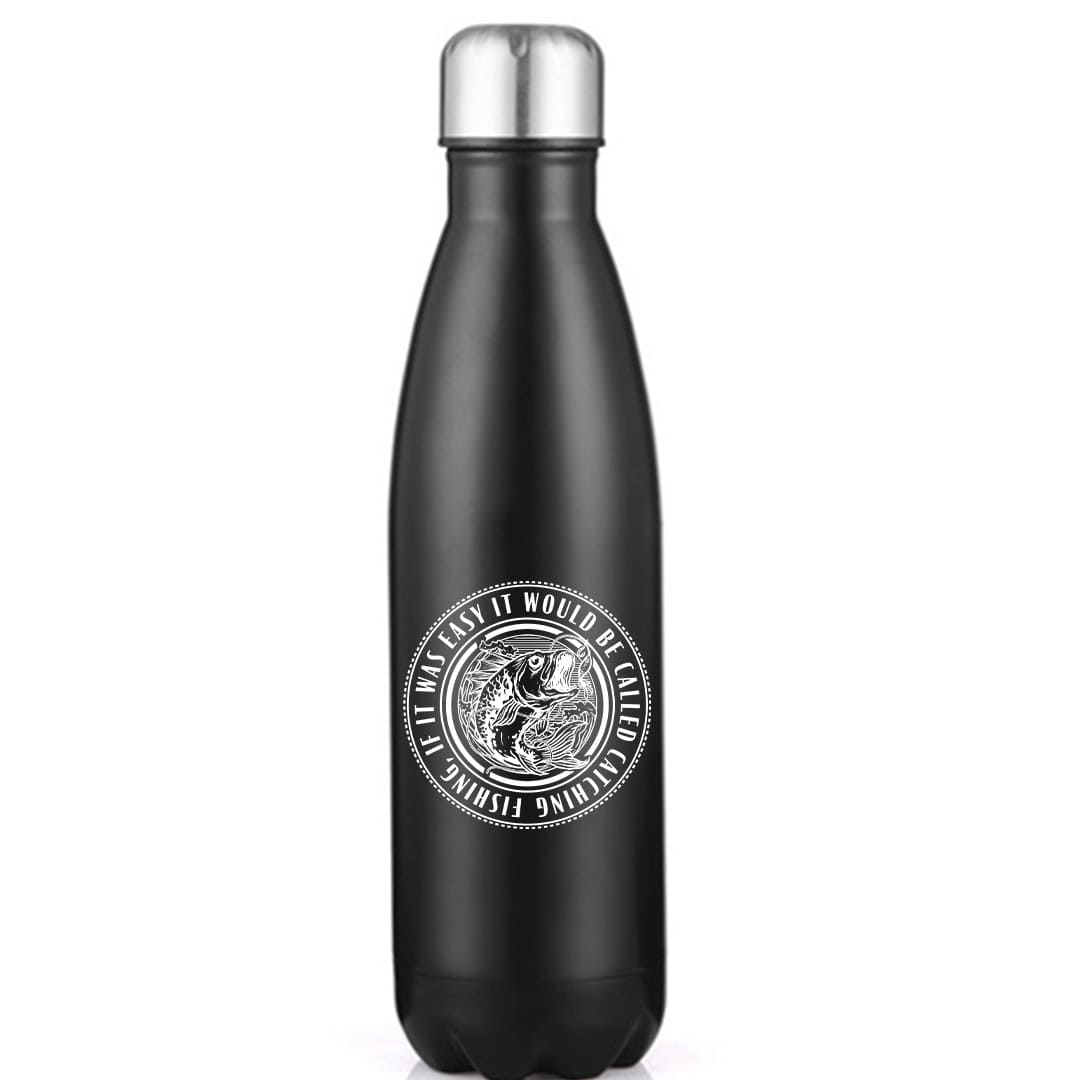 Catching Fish Stainless Steel Water Bottle with vibrant UV printed design, showcasing its sleek and durable construction.