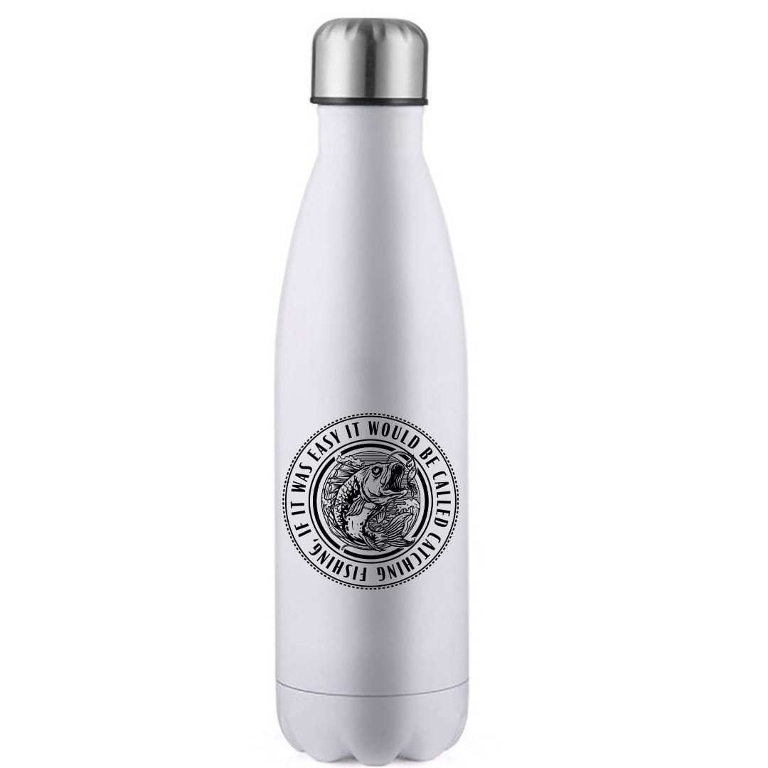 Catching Fish Stainless Steel Water Bottle with vibrant UV printed design, showcasing its sleek and durable construction.