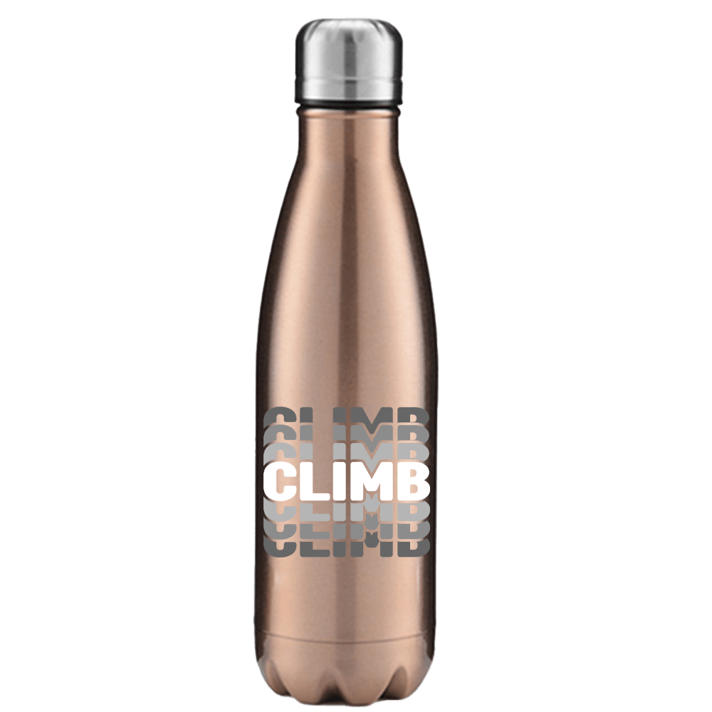 Climmmmmb 17oz stainless steel water bottle with UV printed design, showcasing its sleek and durable construction.