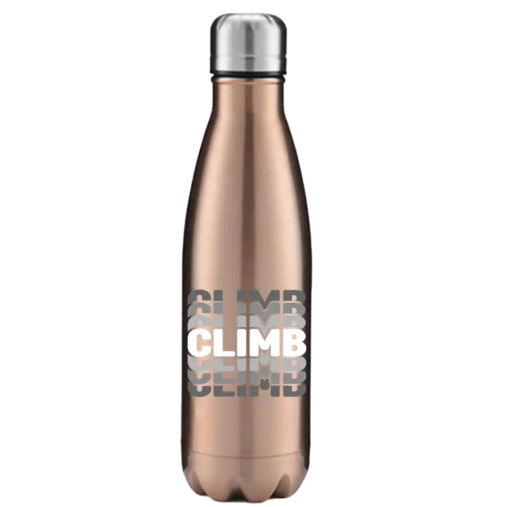 Climmmmmb 17oz stainless steel water bottle with UV printed design, showcasing its sleek and durable construction.