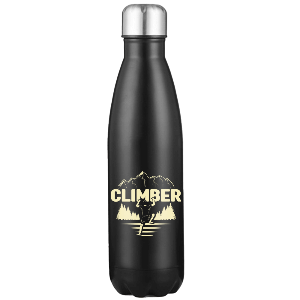 Climber 17oz Stainless Water Bottle with double-walled insulation and leakproof cap, featuring stylish UV printed designs.