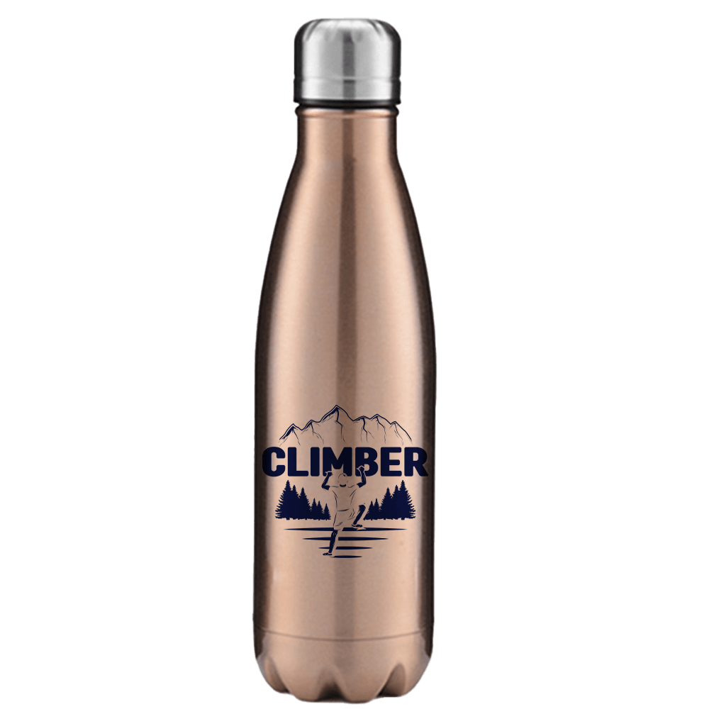 Climber 17oz Stainless Water Bottle with double-walled insulation and leakproof cap, featuring stylish UV printed designs.