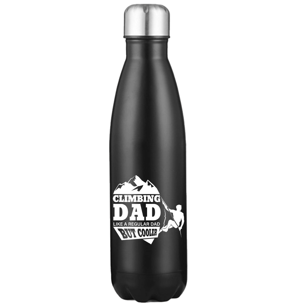 Climbing Dad 17oz Stainless Steel Water Bottle with leakproof cap and UV printed design, perfect for outdoor activities.