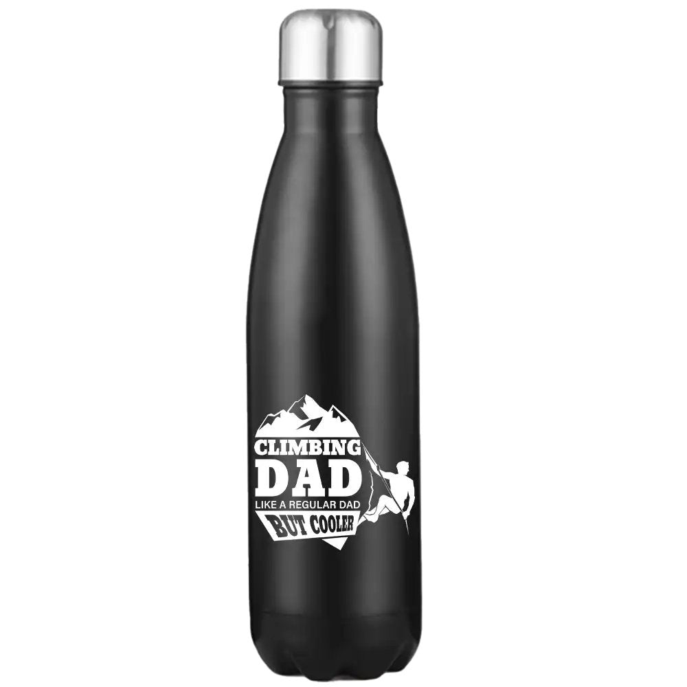 Climbing Dad 17oz Stainless Steel Water Bottle with leakproof cap and UV printed design, perfect for outdoor activities.