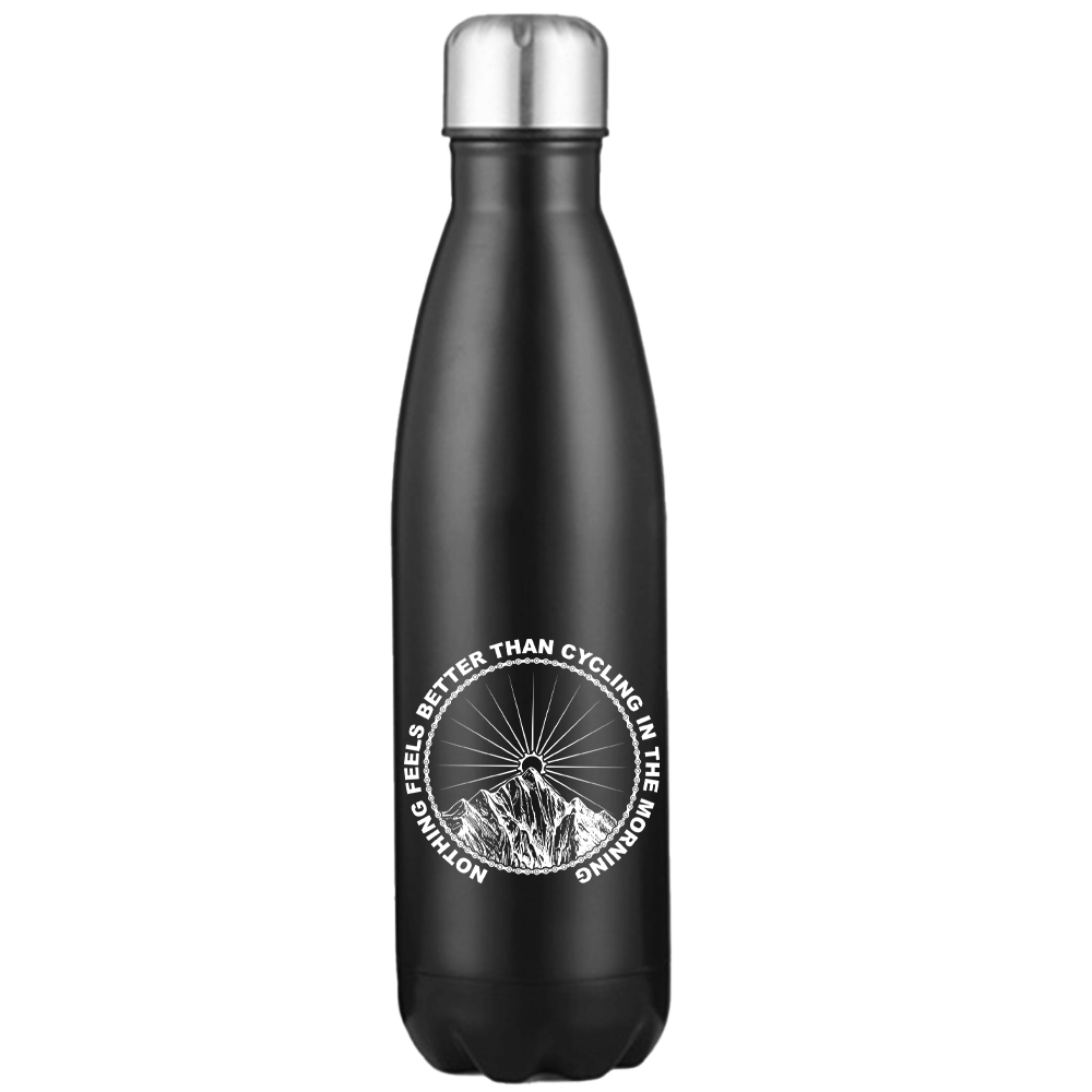 17oz stainless steel water bottle with double-walled insulation, featuring UV printed designs and a leakproof cap, perfect for cycling and outdoor activities.