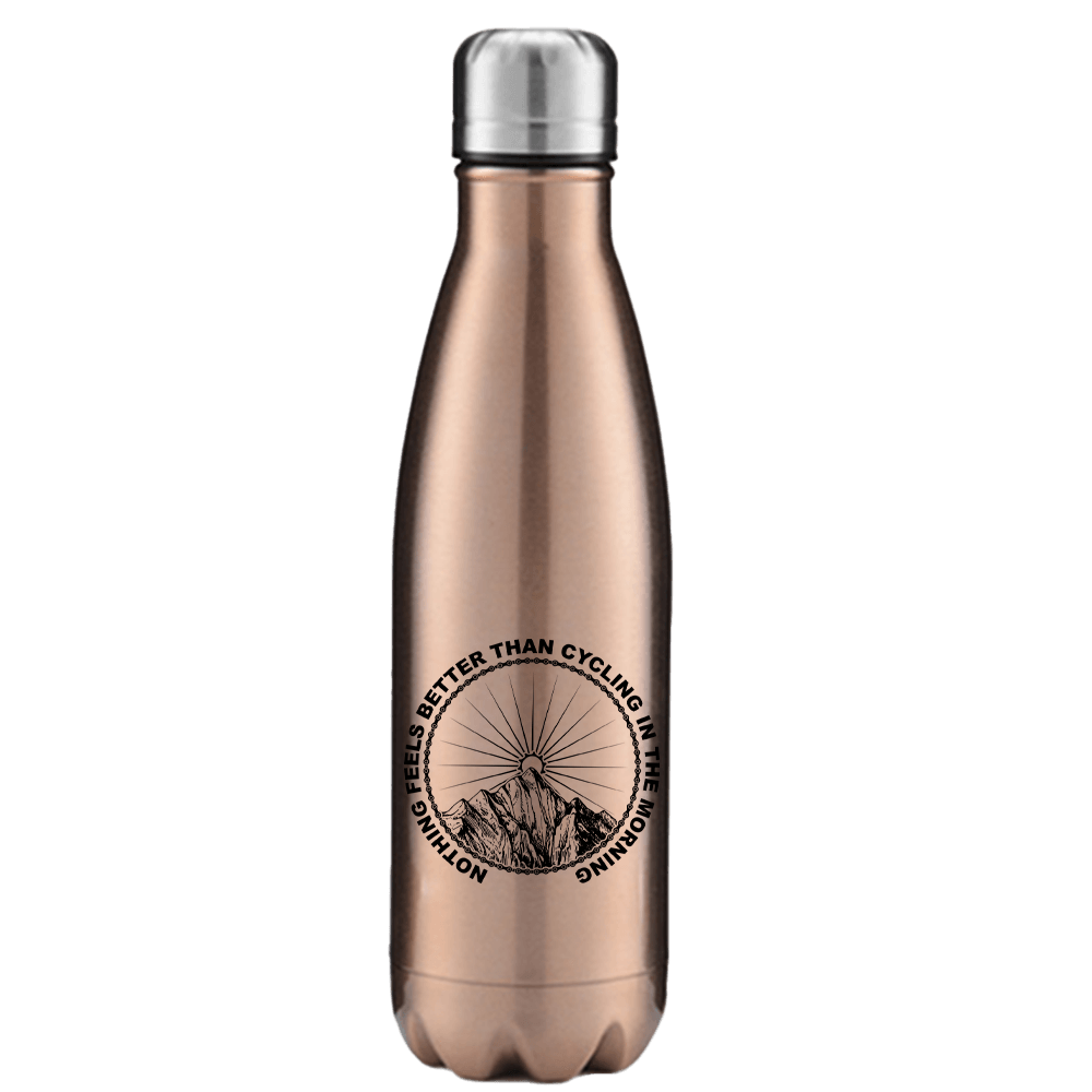 17oz stainless steel water bottle with double-walled insulation, featuring UV printed designs and a leakproof cap, perfect for cycling and outdoor activities.