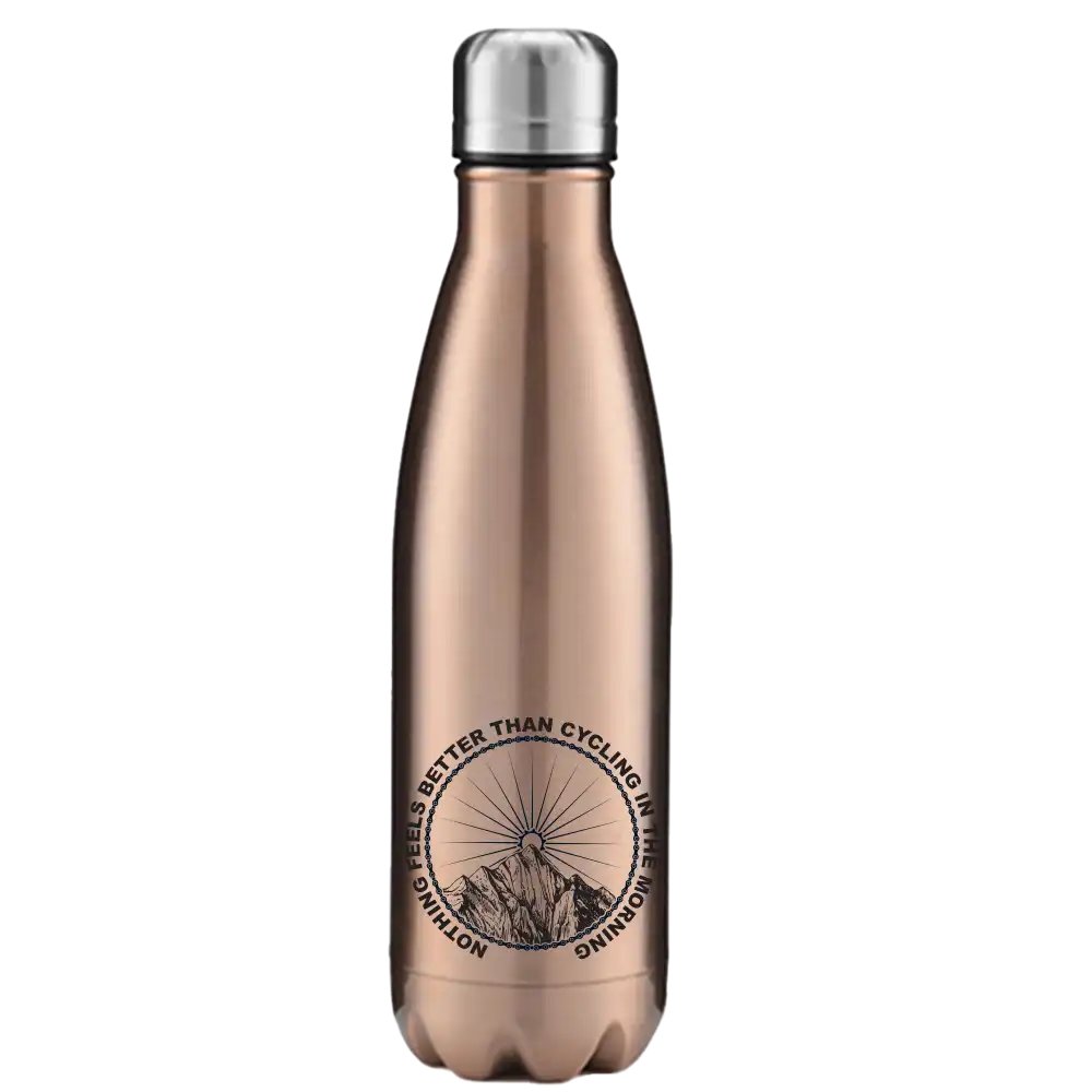 17oz stainless steel water bottle with double-walled insulation, featuring UV printed designs and a leakproof cap, perfect for cycling and outdoor activities.