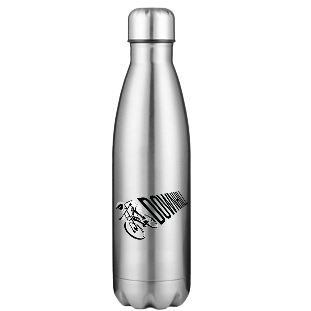 A sleek 17oz stainless steel water bottle with double-walled vacuum insulation, featuring UV printed designs and a leakproof cap, perfect for outdoor activities.