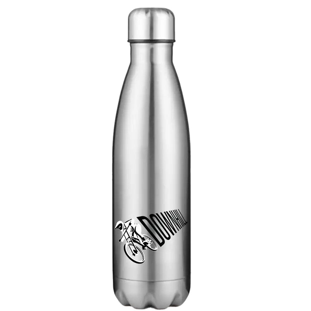 A sleek 17oz stainless steel water bottle with double-walled vacuum insulation, featuring UV printed designs and a leakproof cap, perfect for outdoor activities.