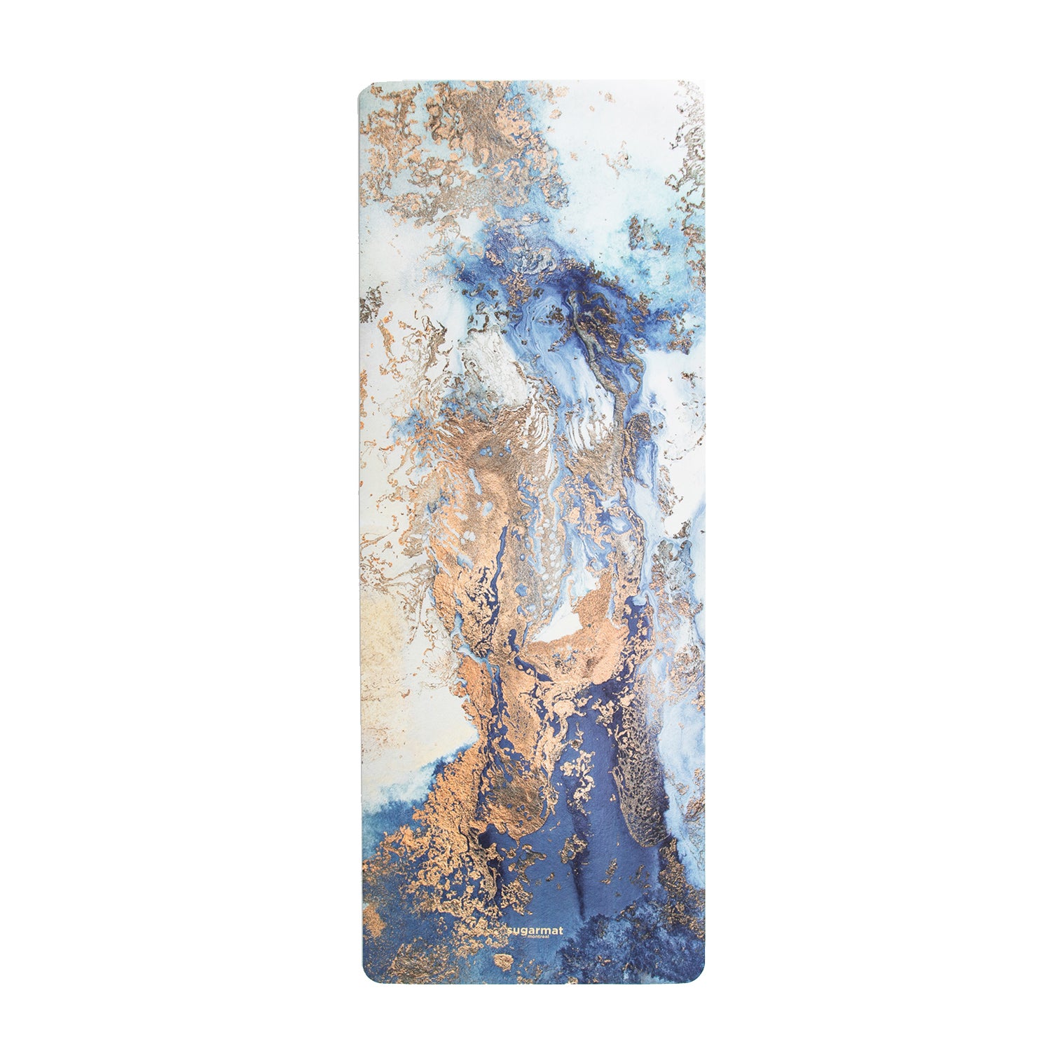 Dream Catcher Blue LUX PU Yoga Mat featuring abstract art design, available in 3MM and 5MM thickness, ideal for yoga practice.