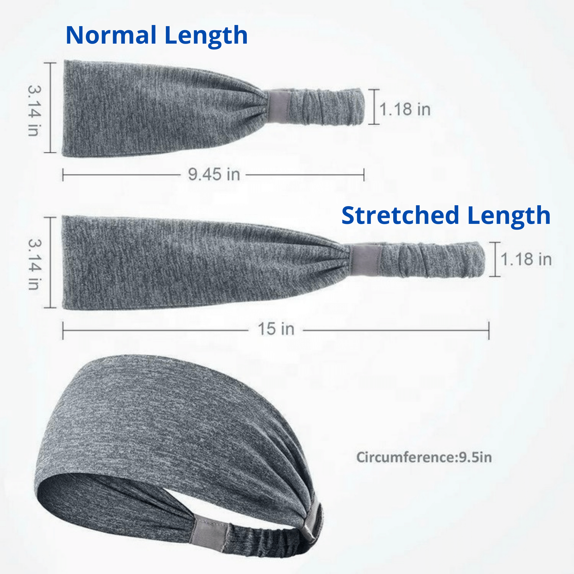 Extra-wide sport and fitness sweat-wicking headband in black, made from nylon-spandex blend, designed for comfort and performance during workouts.