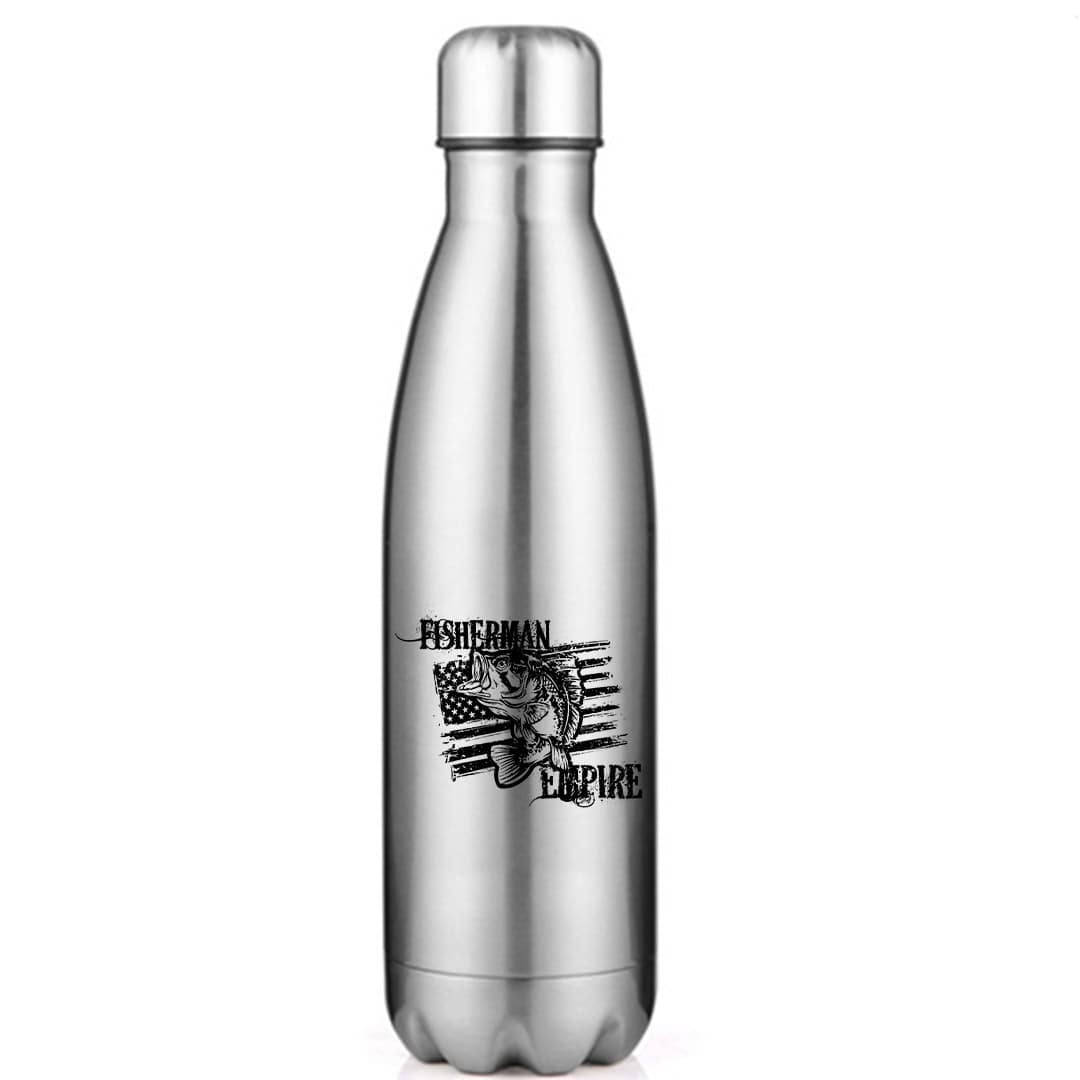 Fisherman Empire 17oz Stainless Water Bottle with UV printed design, showcasing its sleek and durable stainless steel construction.