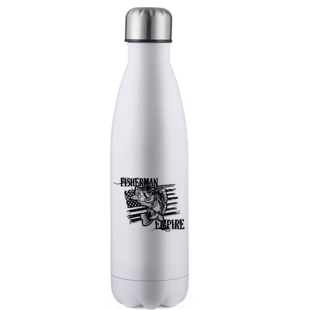 Fisherman Empire 17oz Stainless Water Bottle with UV printed design, showcasing its sleek and durable stainless steel construction.