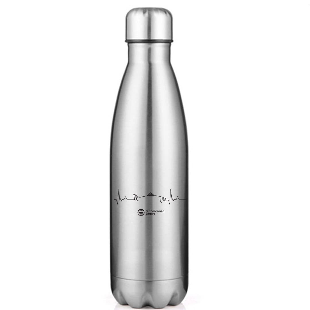 Fishing Cardiogram Stainless Steel Water Bottle with a stylish design, showcasing its double-walled insulation and leakproof cap.