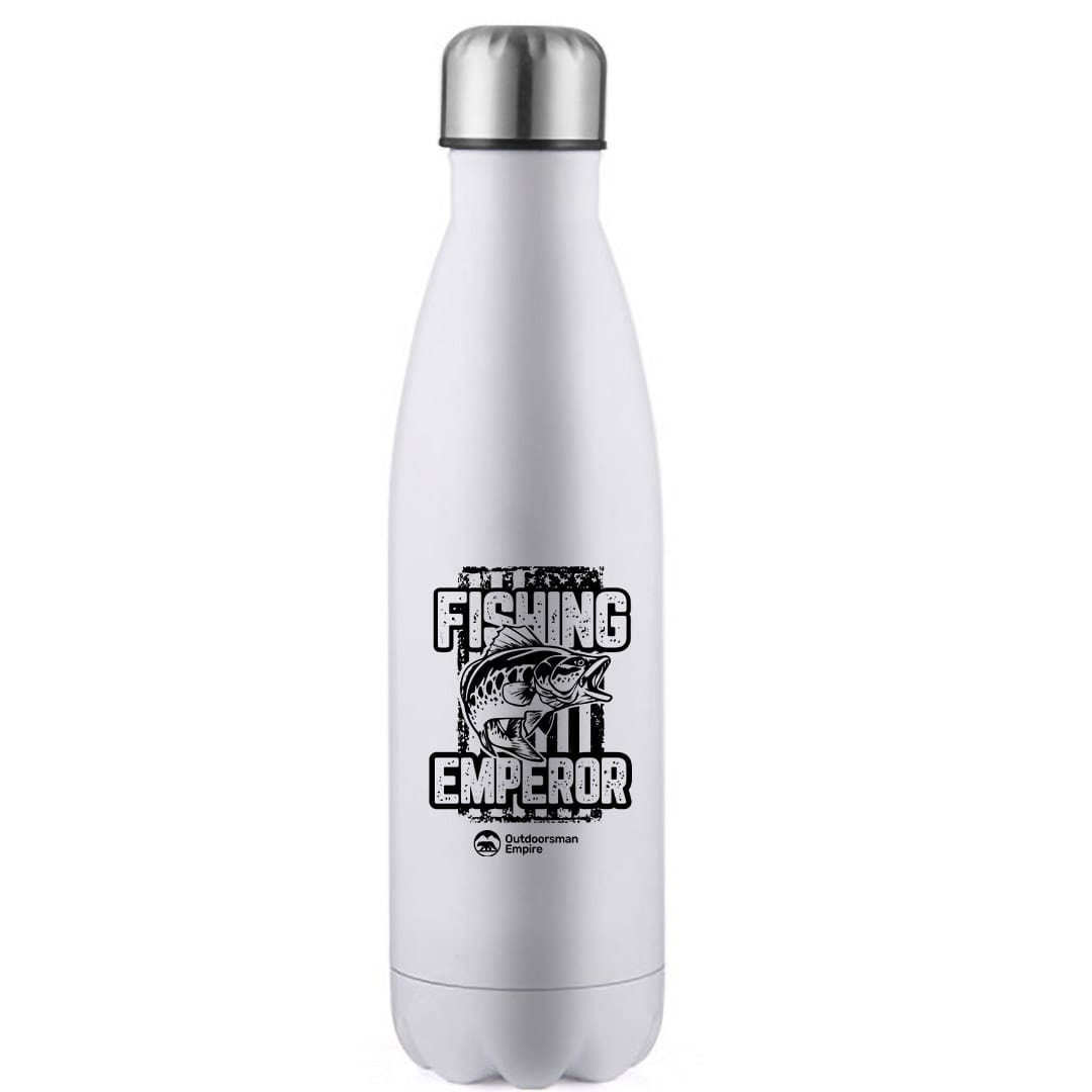 Fishing Emperor v4 17oz Stainless Steel Water Bottle with a sleek design and leakproof cap, perfect for outdoor activities.